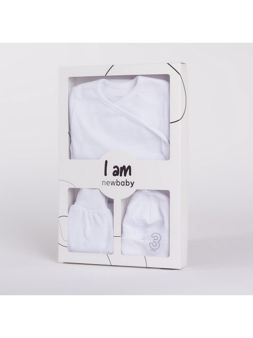 3-részes baba együttes újszülötteknek New Baby I AM fehér