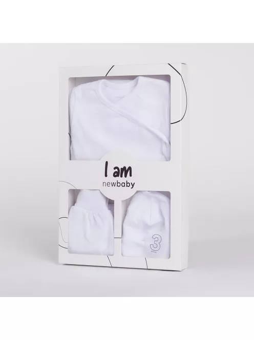 3-részes baba együttes újszülötteknek New Baby I AM fehér