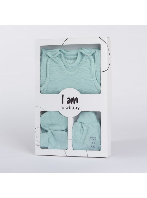 7-részes baba együttes újszülötteknek New Baby I AM kék
