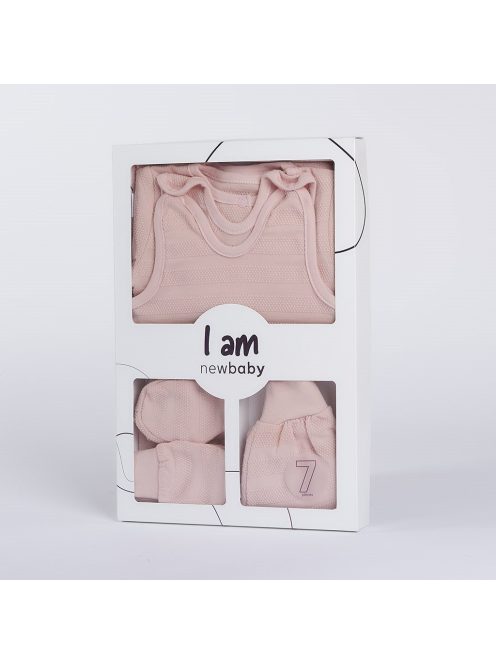 7-részes baba együttes újszülötteknek New Baby I AM rózsaszín