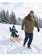 Fából készült gyermekszánkó háttámlával és zsinórral BAYO 90 cm