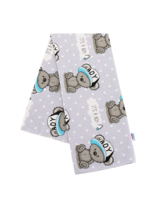 Flanel pelenka nyomtatott mintával New Baby szürke It's a BOY