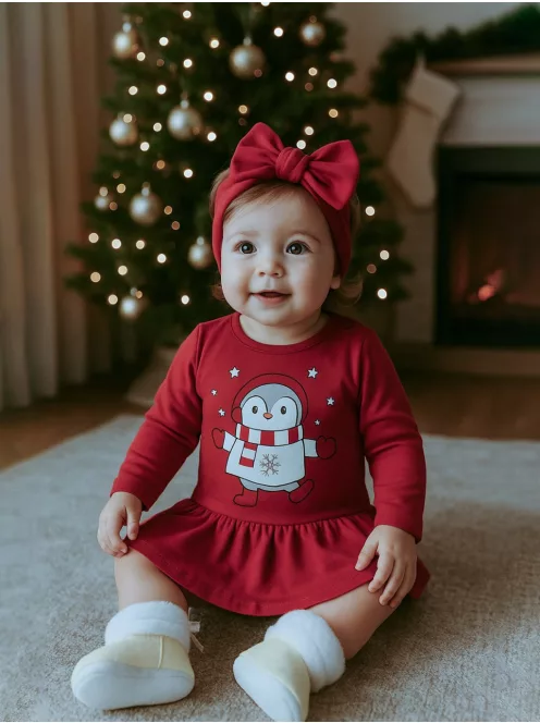 Baba nyári ruha fejpánttal New Baby Winter Penguin