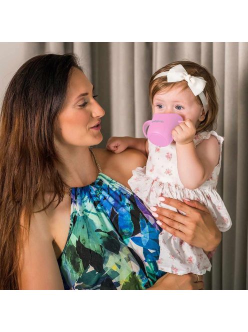 Ergonomikus ivástanuló bögre Baby Ono FLOW rózsaszín