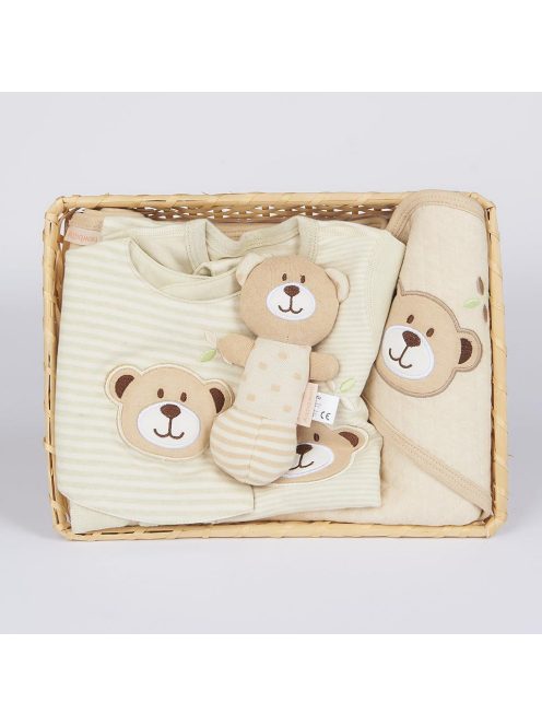 4 részes baba ajándékszett BIO pamut New Baby bézs