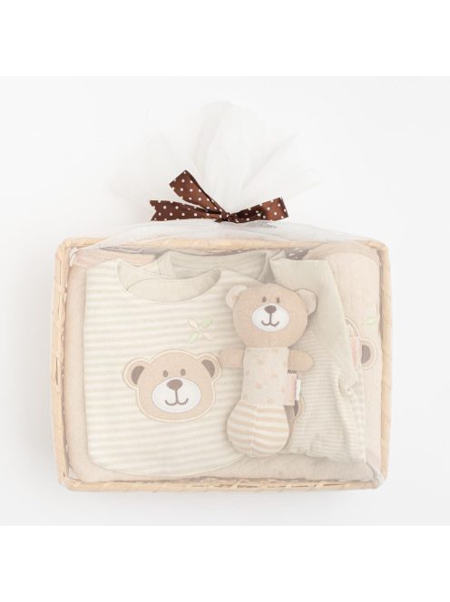 4 részes baba ajándékszett BIO pamut New Baby bézs