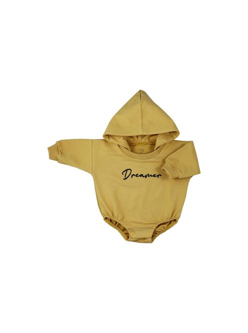 Hosszú ujjú baba body kapucnival baggy Koala Dreamer mustár