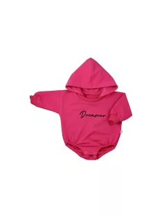   Hosszú ujjú baba body kapucnival baggy Koala Dreamer sötét rózsaszín