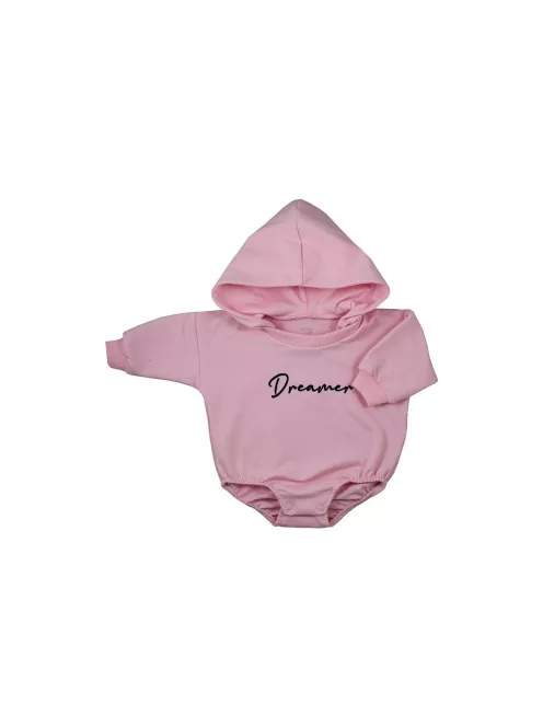 Hosszú ujjú baba body kapucnival baggy Koala Dreamer rózsaszín