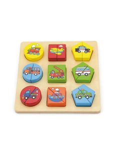 Fa képes kirakó puzzle Viga formák és autók