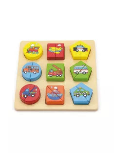 Fa képes kirakó puzzle Viga formák és autók