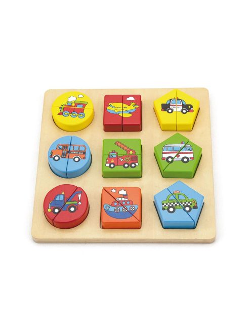 Fa képes kirakó puzzle Viga formák és autók