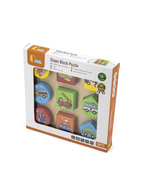 Fa képes kirakó puzzle Viga formák és autók