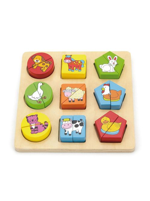 Fa képes kirakó puzzle Viga formák és állatok