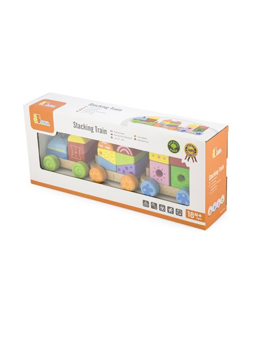 Fából készült vonat kockákkal Viga