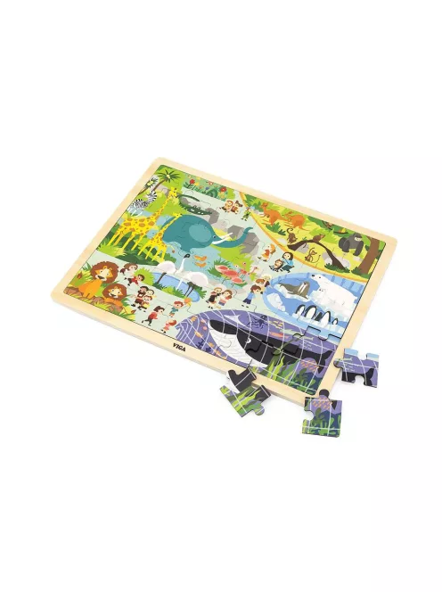 Gyermek fa puzzle Viga Zoo 48 db