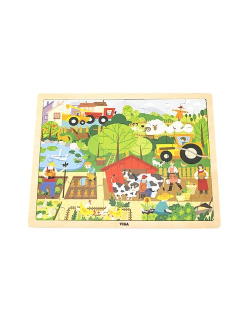 Gyermek fa puzzle Viga Farm 48 db