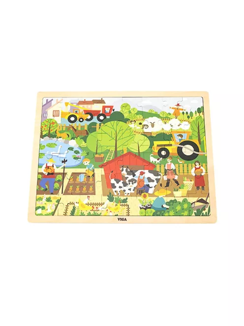 Gyermek fa puzzle Viga Farm 48 db