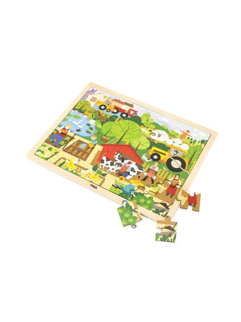 Gyermek fa puzzle Viga Farm 48 db