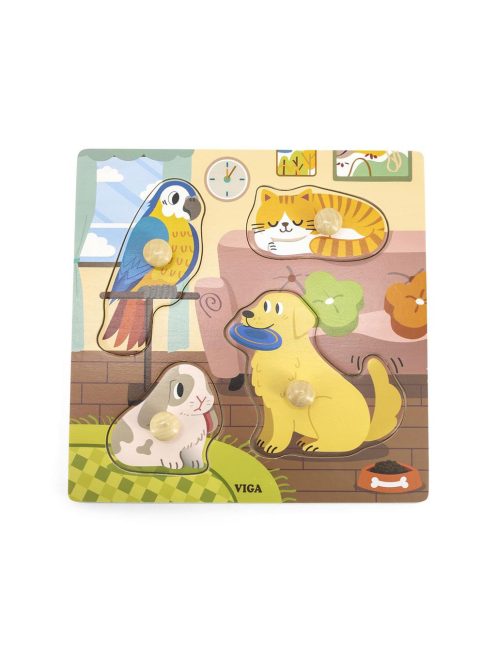 Gyermek fa puzzle Viga Háziállatok 4 db