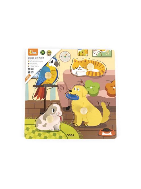 Gyermek fa puzzle Viga Háziállatok 4 db