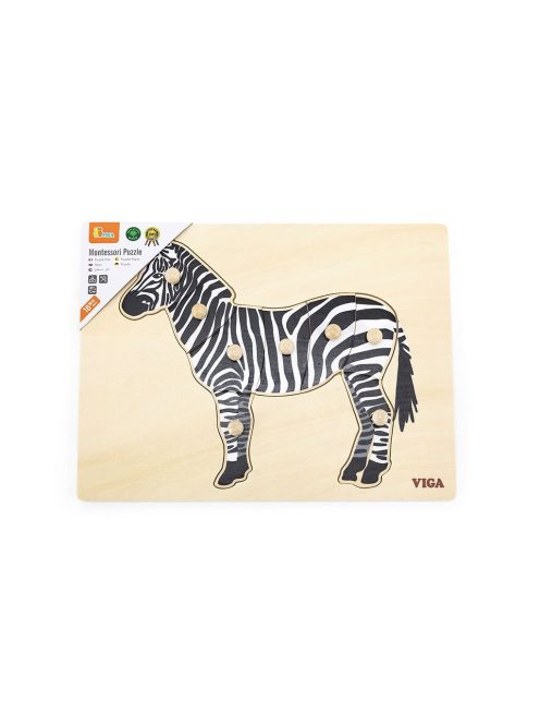 Gyermek fa puzzle Montessori Viga Zebra