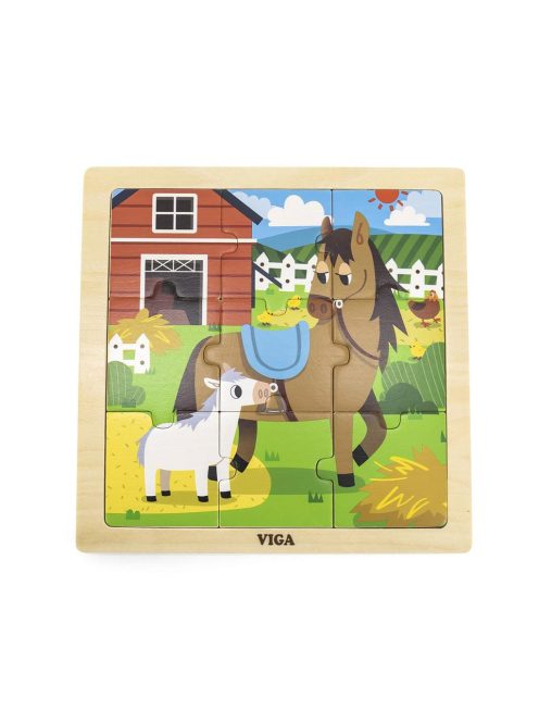 Fa képes kirakó puzzle Viga 9 db Ló