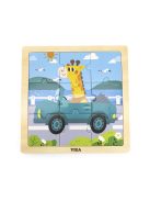 Fa képes kirakó puzzle Viga 9 db Autó