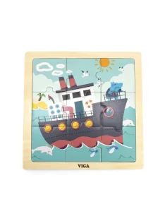 Fa képes kirakó puzzle Viga 9 db Hajó