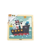 Fa képes kirakó puzzle Viga 9 db Hajó