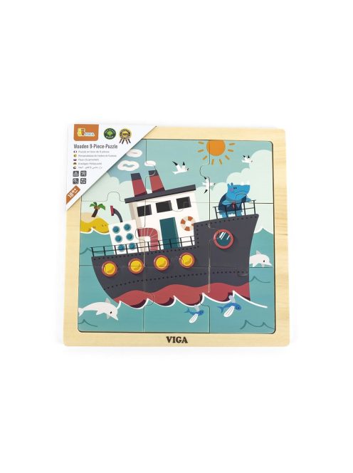 Fa képes kirakó puzzle Viga 9 db Hajó