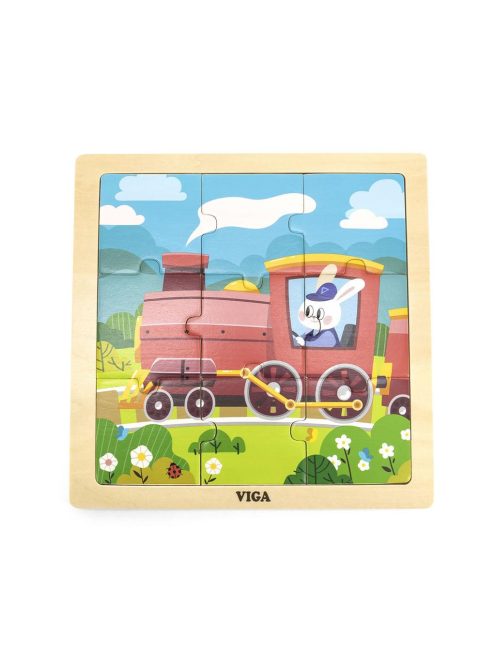 Fa képes kirakó puzzle Viga 9 db Vonat