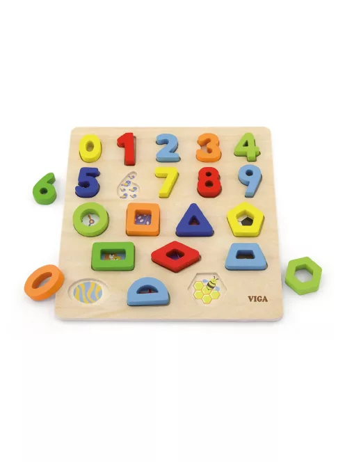 Fa puzzle Viga Számok és formák