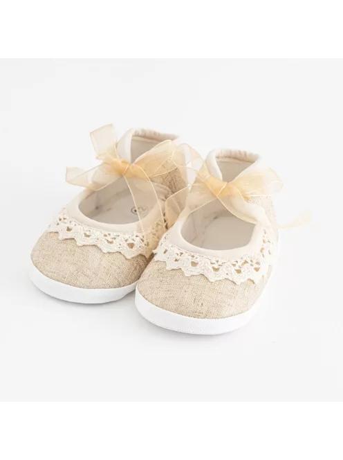 Baba csipke cipő New Baby barna 3-6 h