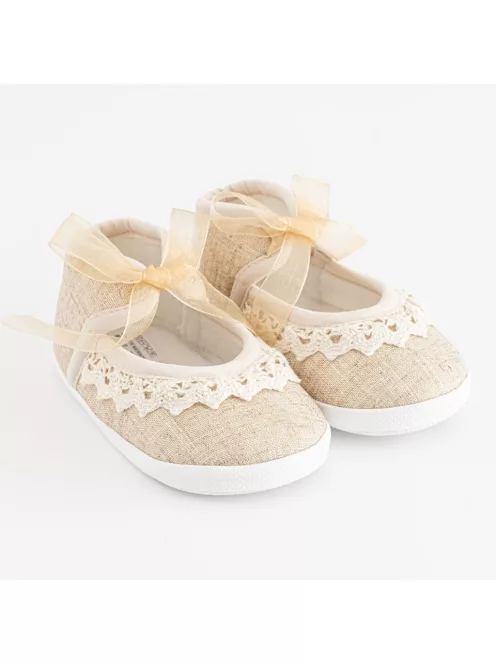 Baba csipke cipő New Baby barna 3-6 h
