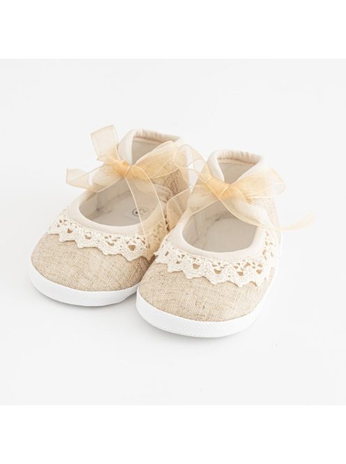 Baba csipke cipő New Baby barna 6-12 h