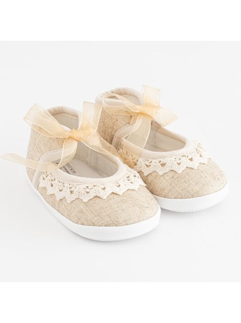 Baba csipke cipő New Baby barna 6-12 h