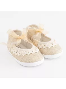 Baba csipke cipő New Baby barna 12-18 h
