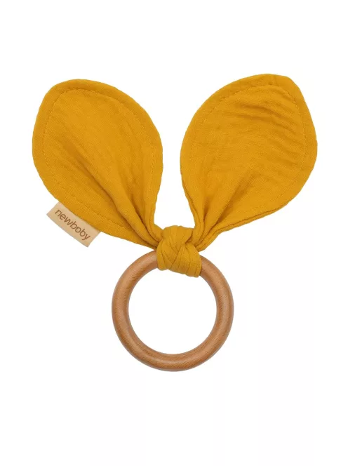 Rágóka levelekkel New Baby Ears mustard