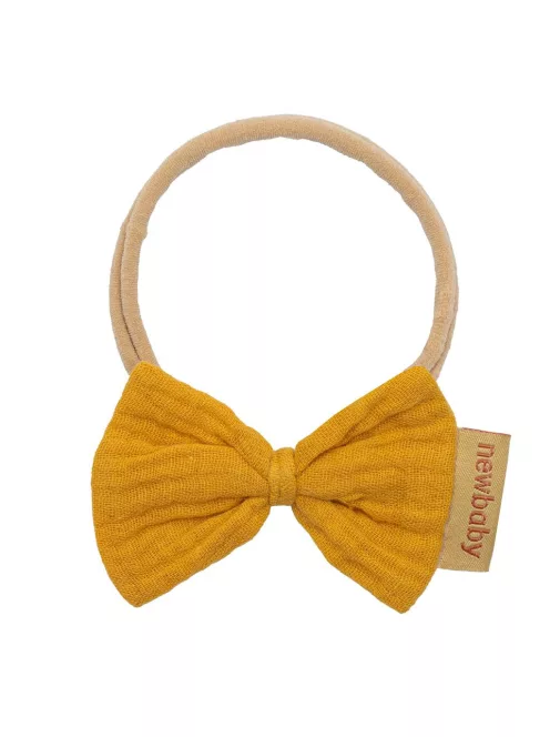 Puha muszlinból készült fejpánt csecsemőknek New Baby mustard