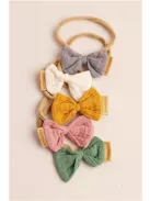 Puha muszlinból készült fejpánt csecsemőknek New Baby mustard