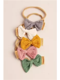  Puha muszlinból készült fejpánt csecsemőknek New Baby mustard