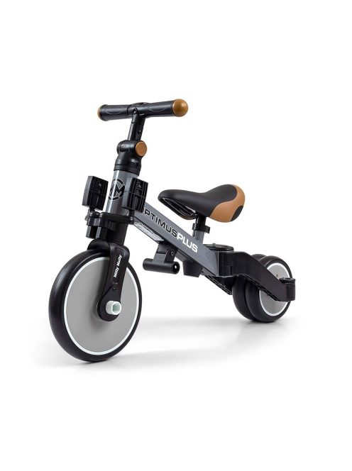 Gyerek háromkerekű bicikli 4az1-ben Milly Mally Optimus Plus tolókarral grey