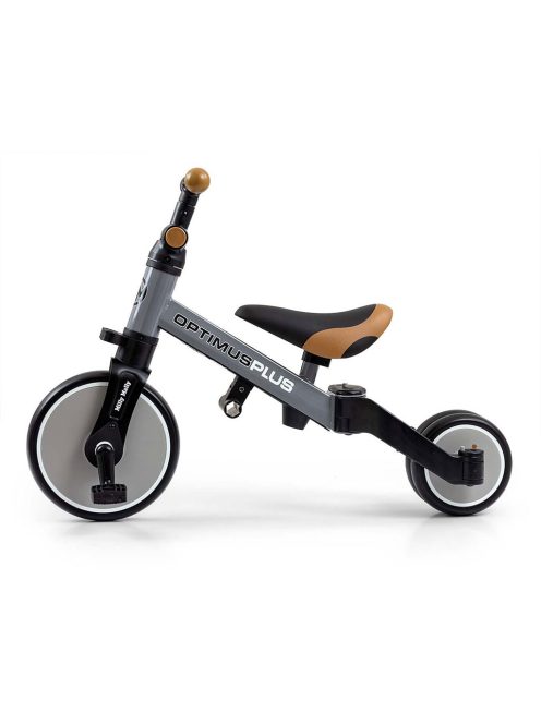 Gyerek háromkerekű bicikli 4az1-ben Milly Mally Optimus Plus tolókarral grey