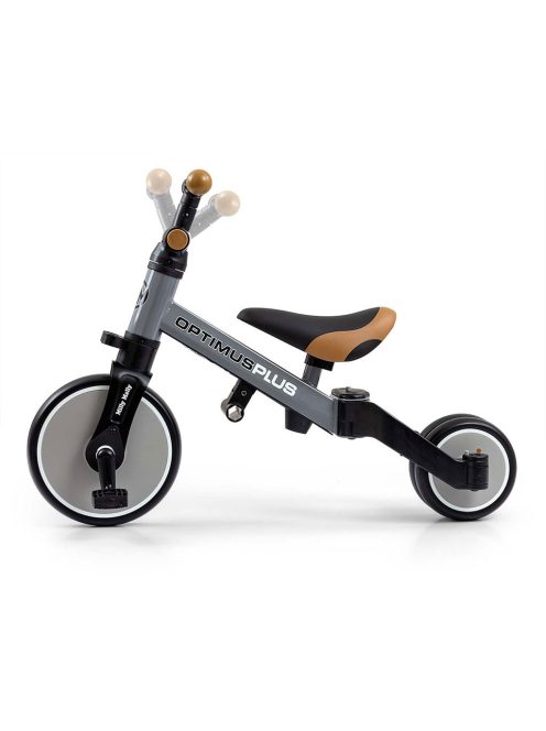 Gyerek háromkerekű bicikli 4az1-ben Milly Mally Optimus Plus tolókarral grey