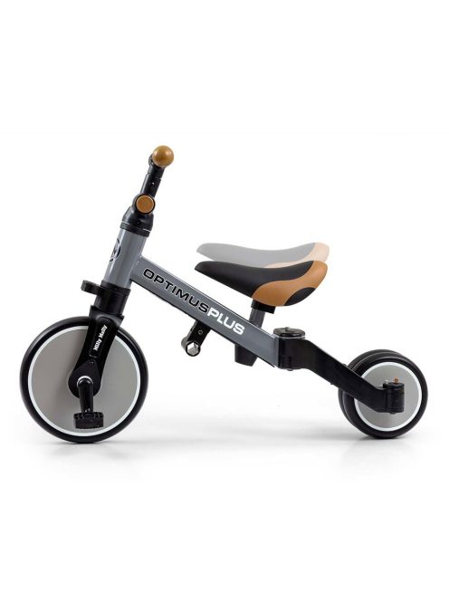 Gyerek háromkerekű bicikli 4az1-ben Milly Mally Optimus Plus tolókarral grey