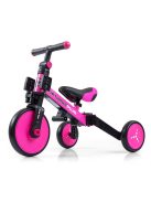 Gyerek háromkerekű bicikli 4az1-ben Milly Mally Optimus Plus tolókarral pink