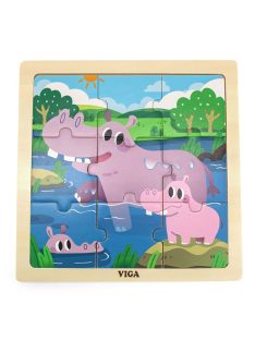 Fa képes kirakó puzzle Viga 9 db víziló