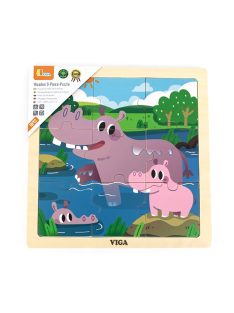Fa képes kirakó puzzle Viga 9 db víziló