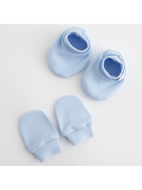Baba pamut szett-kiscipő és kesztyű New Baby Casually dressed sárga 0-6m